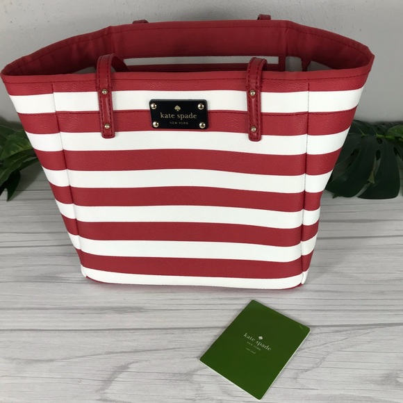 kate spade Handbags - Kate Spade Kennywood Red White Stripe Small Bag